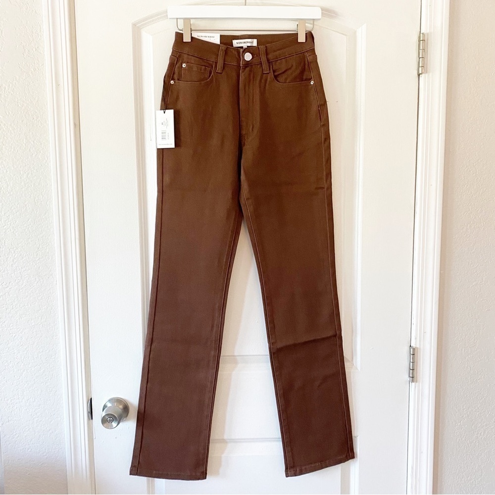 WeWoreWhat High Rise Stretch Jean in Cacao Brown NWT - Picture 4 of 13